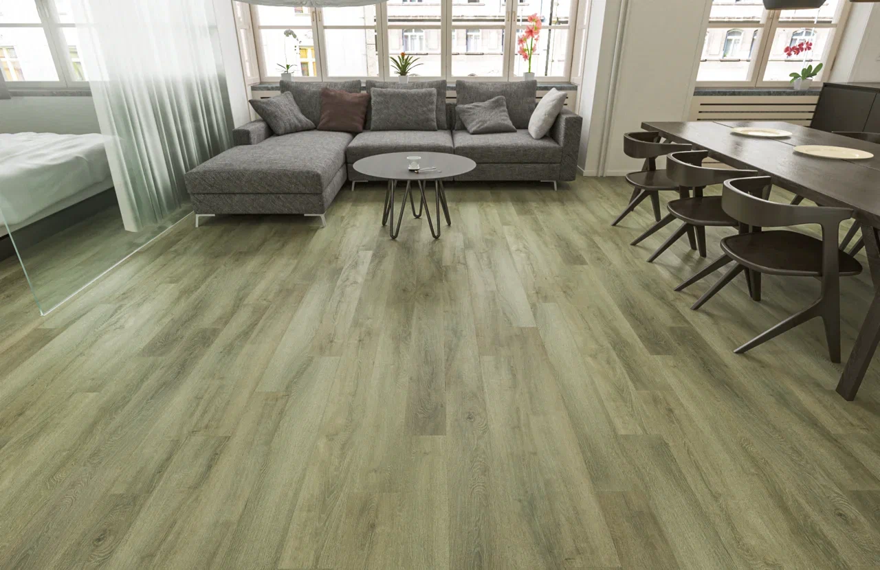 Кварцвиниловый SPC ламинат Home Expert Natural Дуб Вековой лес 1209/2180-01 1220×150×3,5 фото в интерьере